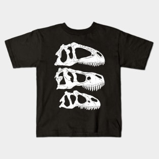 Giganotosaurus Tyrannosaurus Rex Allosaurus fossil skulls Kids T-Shirt